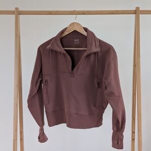 Old Navy Women's Mauve Quarter-Zip Sweatshirt